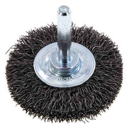 Round Brush 50x10 mm 6 mm Shaft Steel Wire 0.3 mm Corrugated
