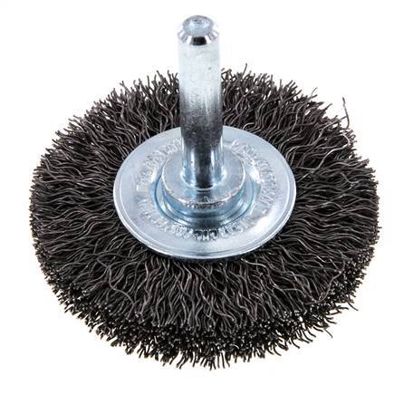 Cepillo redondo 50x10 mm Eje de 6 mm Alambre de acero 0,3 mm Corrugado