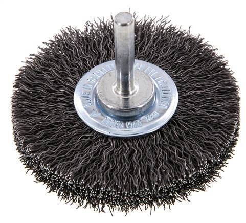 Cepillo redondo 70x14 mm Eje de 6 mm Alambre de acero 0,3 mm Corrugado