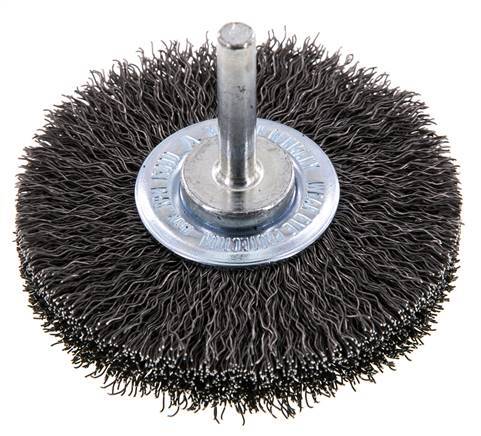 Cepillo redondo 70x14 mm Eje de 6 mm Alambre de acero 0,3 mm Corrugado