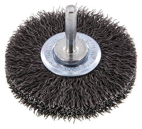 Cepillo redondo 70x14 mm Eje de 6 mm Alambre de acero 0,3 mm Corrugado