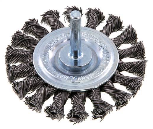 Cepillo redondo 75x12 mm Eje de 6 mm Alambre de acero 0,5 mm 18xTrenzado
