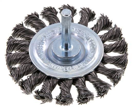 Cepillo redondo 75x12 mm Eje de 6 mm Alambre de acero 0,5 mm 18xTrenzado