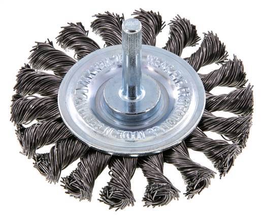 Cepillo redondo 75x12 mm Eje de 6 mm Alambre de acero 0,5 mm 18xTrenzado