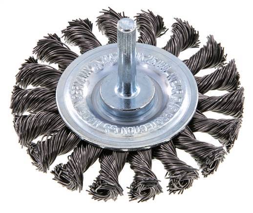 Cepillo redondo 75x12 mm Eje de 6 mm Alambre de acero 0,5 mm 18xTrenzado