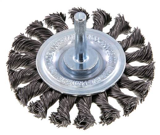 Cepillo redondo 75x12 mm Eje de 6 mm Alambre de acero 0,5 mm 18xTrenzado