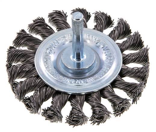 Cepillo redondo 75x12 mm Eje de 6 mm Alambre de acero 0,5 mm 18xTrenzado