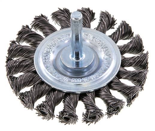 Cepillo redondo 75x12 mm Eje de 6 mm Alambre de acero 0,5 mm 18xTrenzado