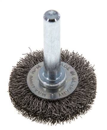 Cepillo redondo 30x6 mm Eje de 6 mm Alambre de acero inoxidable 0,2 mm Corrugado