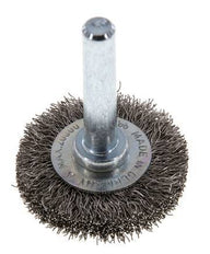 Round Brush 30x6 mm 6 mm Shaft Stainless Steel Wire 0.2 mm Corrugated