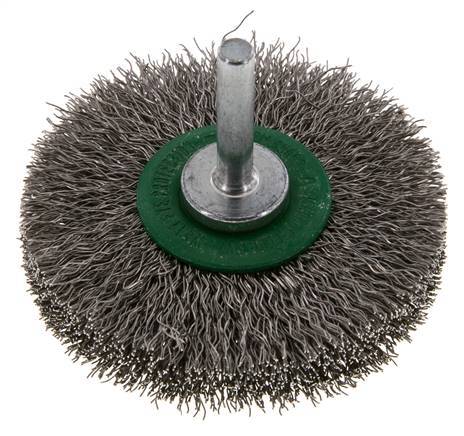 Cepillo redondo 70x14 mm Eje de 6 mm Alambre de acero inoxidable 0,3 mm Corrugado