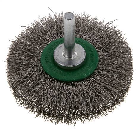 Round Brush 70x14 mm 6 mm Shaft Stainless Steel Wire 0.3 mm Corrugated