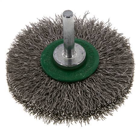 Cepillo redondo 70x14 mm Eje de 6 mm Alambre de acero inoxidable 0,3 mm Corrugado