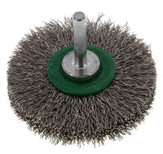 Cepillo redondo 70x14 mm Eje de 6 mm Alambre de acero inoxidable 0,3 mm Corrugado