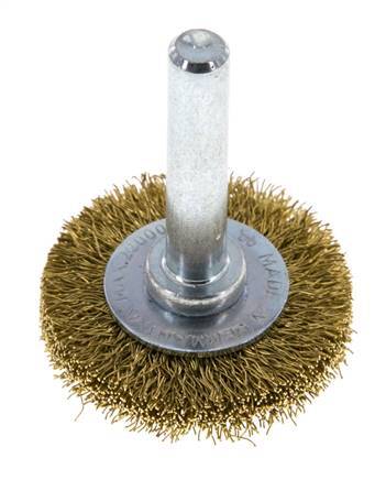 Cepillo redondo 30x6 mm Eje de 6 mm Alambre de latón 0,2 mm Corrugado