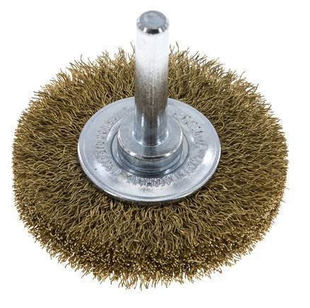 Cepillo redondo 50x10 mm Eje de 6 mm Alambre de latón 0,2 mm Corrugado