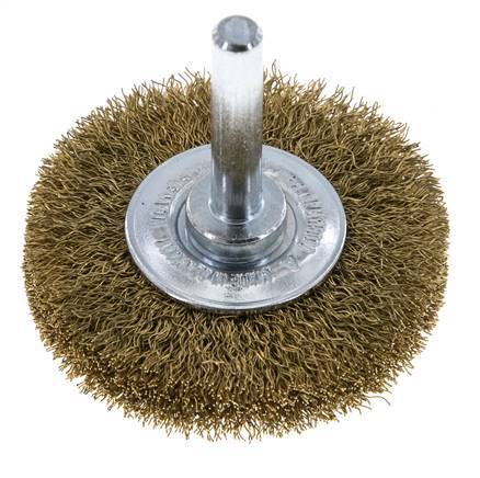 Cepillo redondo 50x10 mm Eje de 6 mm Alambre de latón 0,2 mm Corrugado