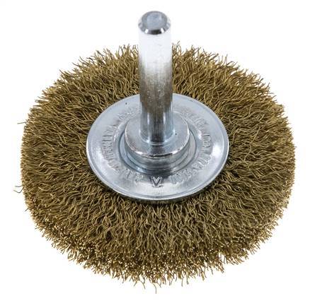 Cepillo redondo 50x10 mm Eje de 6 mm Alambre de latón 0,2 mm Corrugado