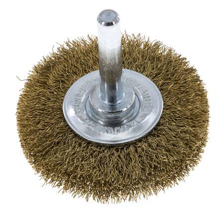 Cepillo redondo 50x10 mm Eje de 6 mm Alambre de latón 0,2 mm Corrugado