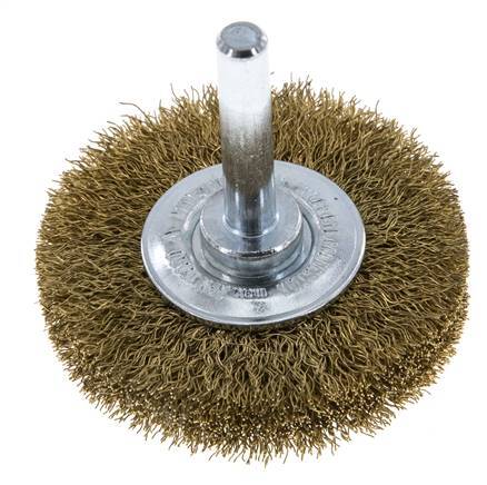 Cepillo redondo 50x10 mm Eje de 6 mm Alambre de latón 0,2 mm Corrugado