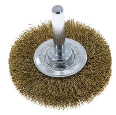 Cepillo redondo 50x10 mm Eje de 6 mm Alambre de latón 0,2 mm Corrugado