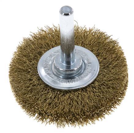 Cepillo redondo 50x10 mm Eje de 6 mm Alambre de latón 0,2 mm Corrugado