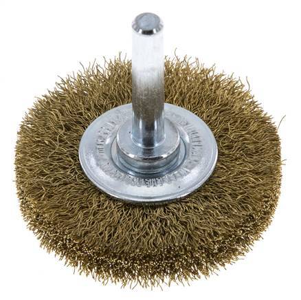 Cepillo redondo 50x10 mm Eje de 6 mm Alambre de latón 0,2 mm Corrugado