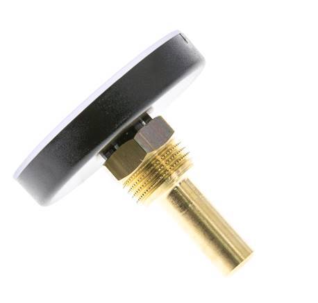 0 to +120°C Plastic Bimetallic Thermometer 63mm Cabinet 40mm Stem with Thermowell