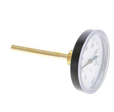 0 to +120°C Plastic Bimetallic Thermometer 80mm Cabinet 100mm Stem with Thermowell