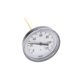 0 to +120°C Plastic Bimetallic Thermometer 80mm Cabinet 100mm Stem with Thermowell