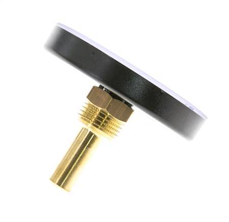 0 to +120°C Plastic Bimetallic Thermometer 80mm Cabinet 40mm Stem with Thermowell