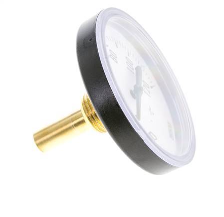 0 to +120°C Plastic Bimetallic Thermometer 80mm Cabinet 40mm Stem with Thermowell