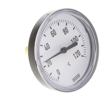 0 to +120°C Plastic Bimetallic Thermometer 80mm Cabinet 40mm Stem with Thermowell