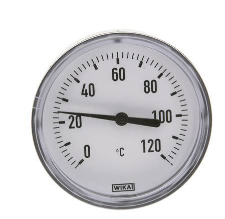 0 to +120°C Plastic Bimetallic Thermometer 80mm Cabinet 40mm Stem with Thermowell
