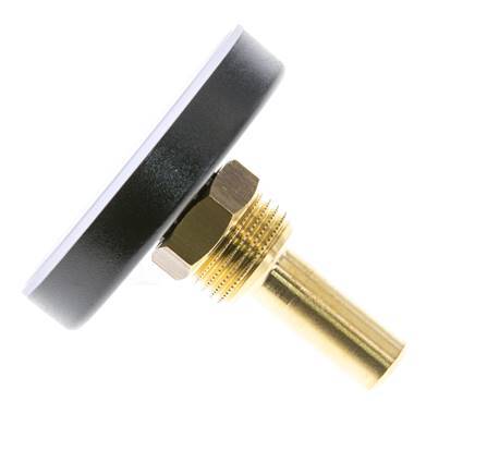 0 to +60°C Plastic Bimetallic Thermometer 63mm Cabinet 40mm Stem with Thermowell