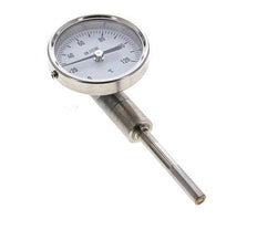 0 a +120°C Termómetro bimetálico de acero inoxidable Gabinete de 63mm Fondo de vástago de 63mm