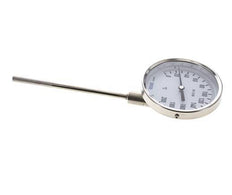 0 to +200°C Stainless Steel Bimetallic Thermometer 100mm Cabinet 160mm Stem Bottom