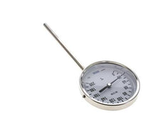 0 to +200°C Stainless Steel Bimetallic Thermometer 100mm Cabinet 160mm Stem Bottom