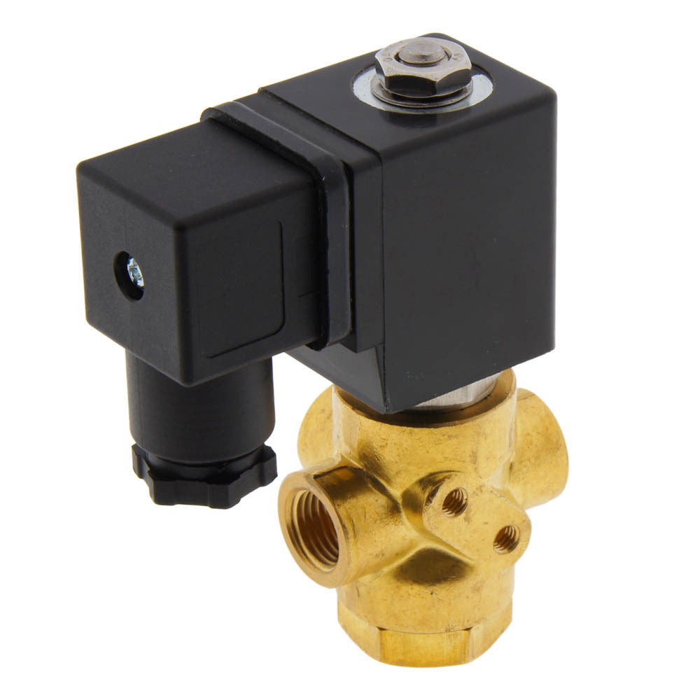 Válvula de solenoide TP-DC 1/4'' 3/2 vías DI latón FKM 0-2bar 24V DC