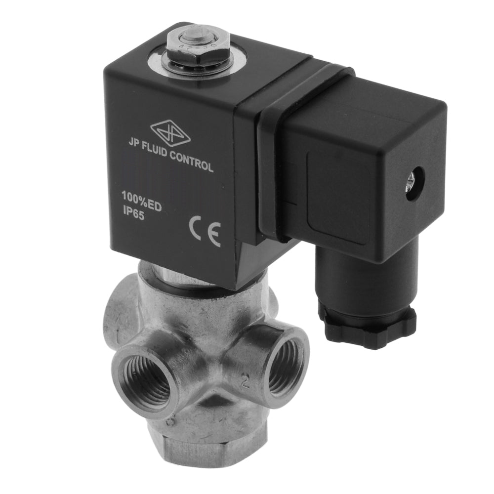 Solenoid Valve TP-DD 1/4'' 3/2 Way UN Stainless Steel FKM 0-0.8bar 12V DC