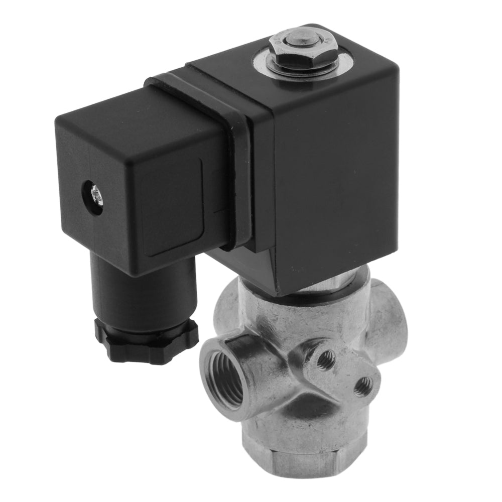 Solenoid Valve TP-DD 1/4'' 3/2 Way UN Stainless Steel FKM 0-0.8bar 12V DC
