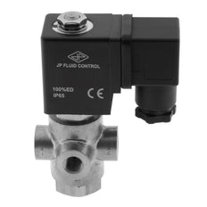 Válvula solenoide TP-DC 1/8'' 3/2 vías DI Acero inoxidable FKM 0-11bar 120V CA