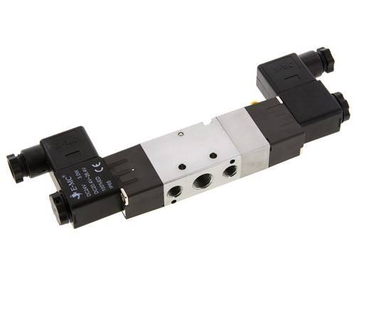 5/3 G1/4'' (G1/8'') Válvula solenoide de centro de presión 12V DC 1.5-8bar/21.0-112psi E.MC
