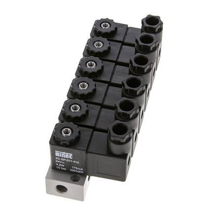 6x3/2 G1/8'' NC Solenoid Valve 24V DC -0.95-10bar/-13.2-140psi Airtec