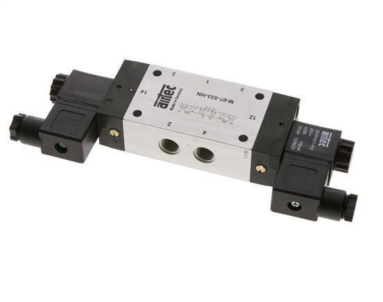 válvula solenoide central de escape 5/3 G1/4'' 12V DC 3-8bar/42-112psi Airtec