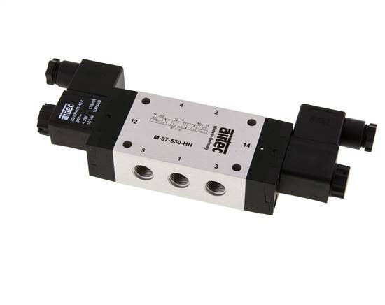 válvula solenoide de 5/3 G1/4'' de centro cerrado 12V DC 3-8bar/42-112psi Airtec