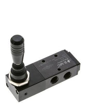 5/3 G1/4'' (G1/8'') Válvula de palanca manual de centro de presión Detente 0-8bar/0-112psi E.MC