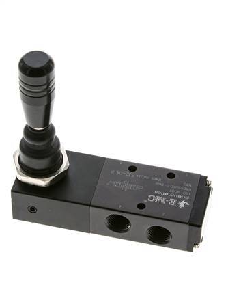 5/3 G1/4'' (G1/8'') Válvula de palanca manual de centro de presión Detente 0-8bar/0-112psi E.MC