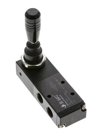 5/3 G1/4'' (G1/8'') Válvula de palanca manual de centro de presión Detente 0-8bar/0-112psi E.MC