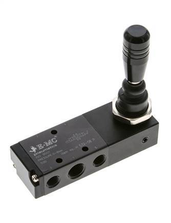 5/3 G1/4'' (G1/8'') Válvula de palanca manual de centro de presión Detente 0-8bar/0-112psi E.MC